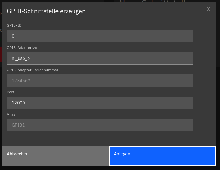 GPIB-Erzeugen