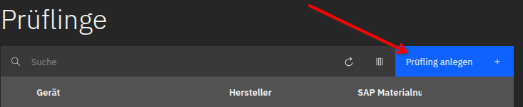 Button für Anlegen neuer Prüflinge